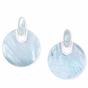 Kendra Scott Didi Bright Silver Statement Earrings in Sky Blue Illusion